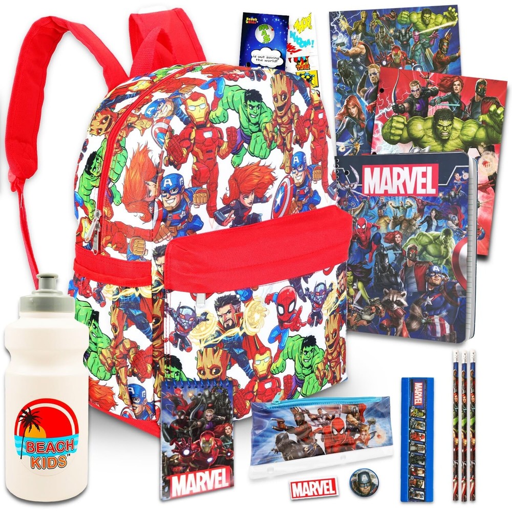 Marvel Avengers 16" Backpack Set: Notebook, Folders, and More School Supplies