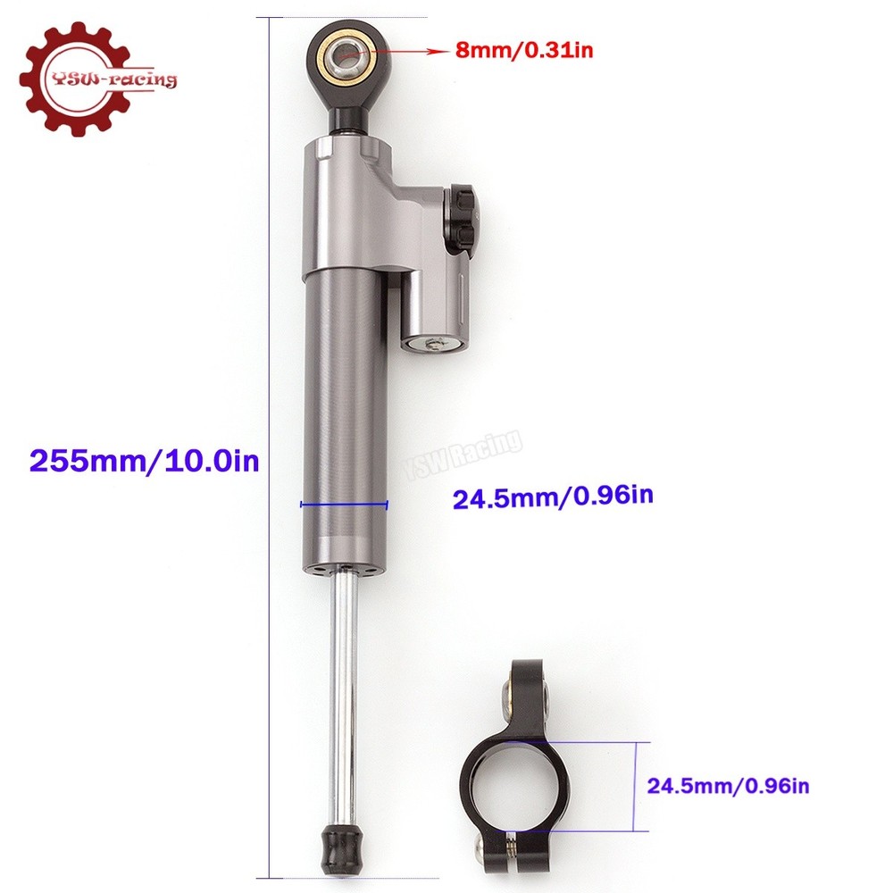 CNC Gray Steering Damper Motorcycle Stabilizer Linear Reversed Safe Control US