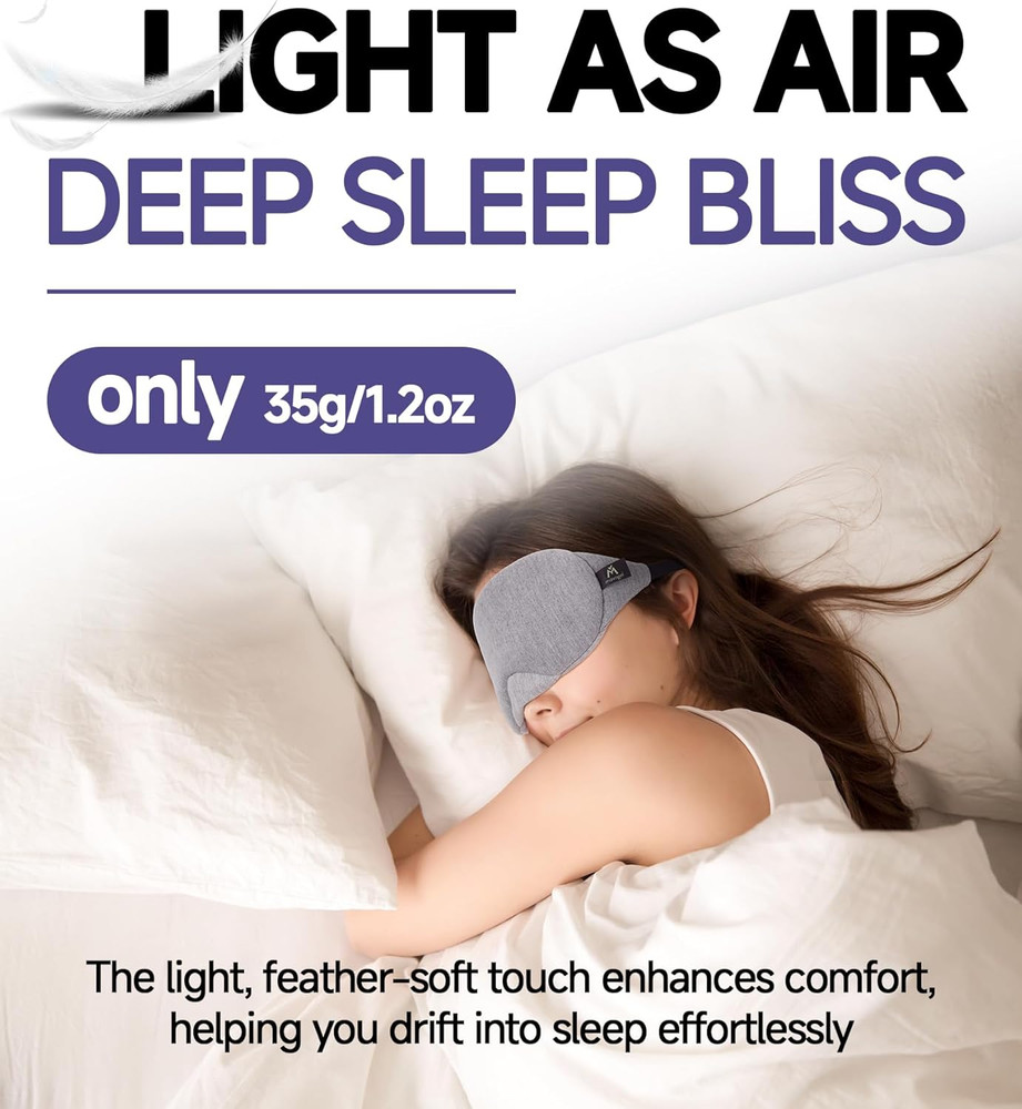 Mavogel Cotton Sleep Eye Mask - Updated Design Light Blocking with Adjustable No