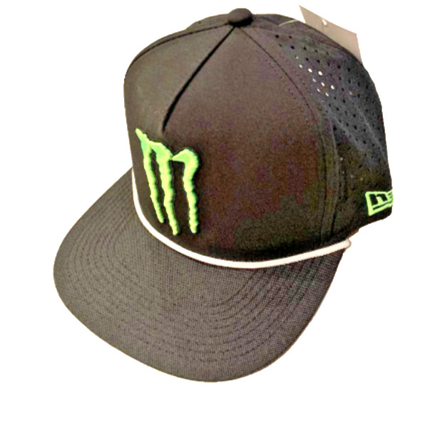 M - Black Flat Brim Performance Cap w/White Rope. Racing. MotoGP. Supercross.