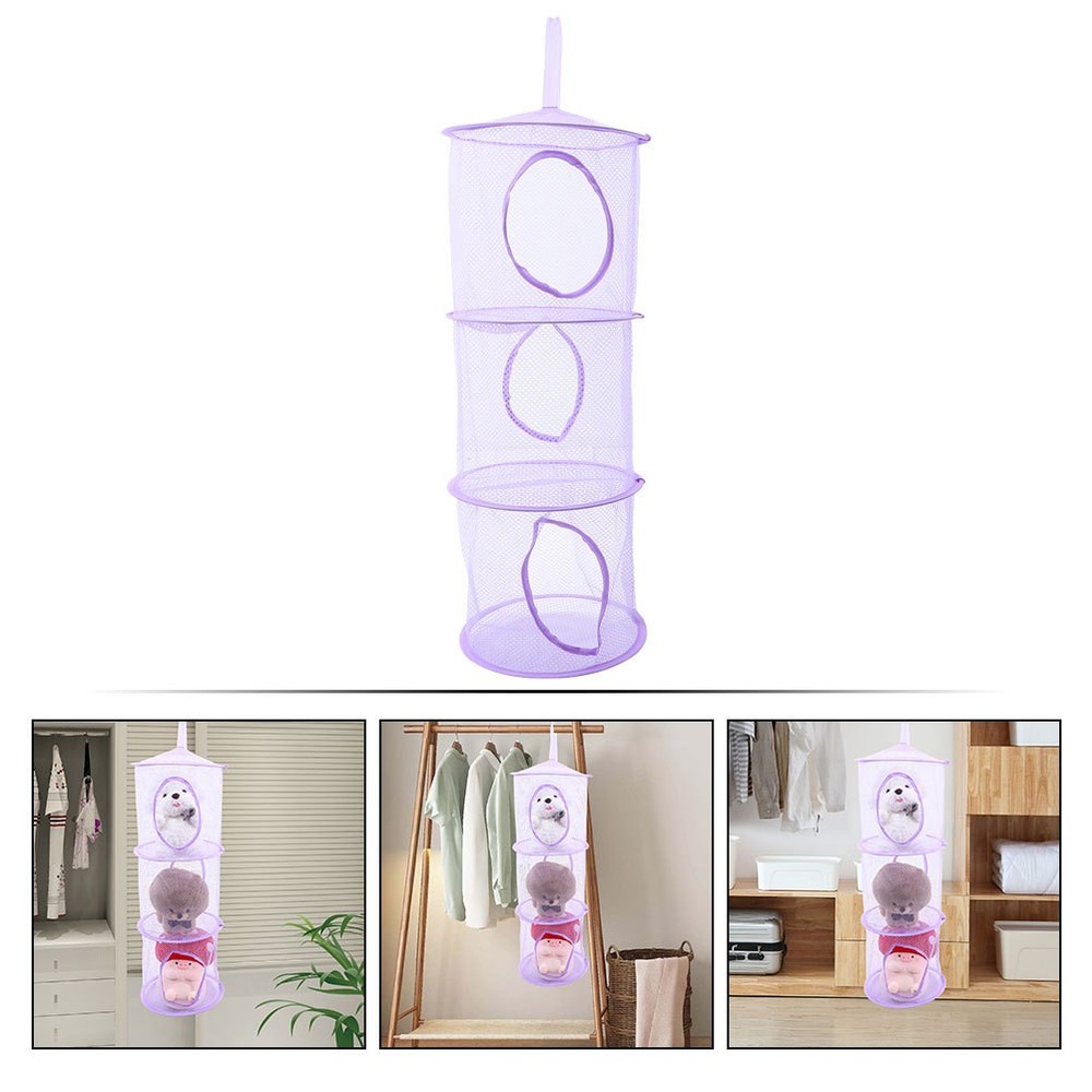 2 Pcs Foldable Mesh Hammock Hanging Net Stuffed Animal Storage Holder