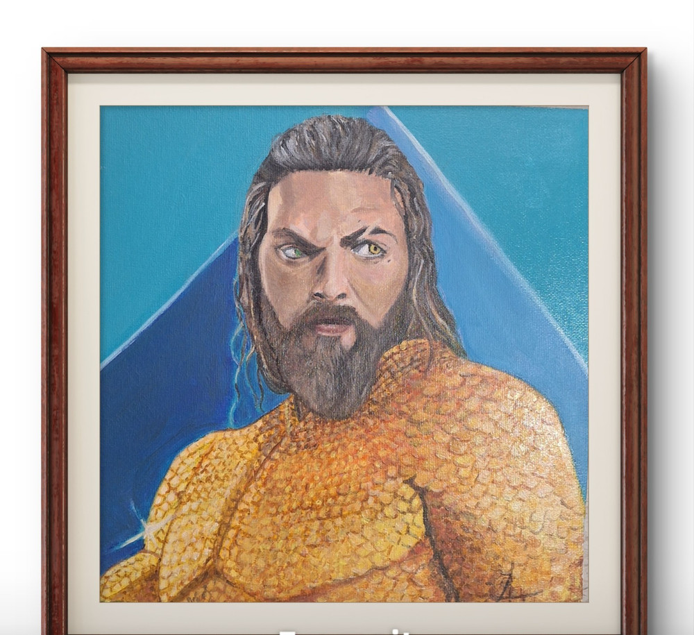 Aqua Man 10x10 painting canvas panel