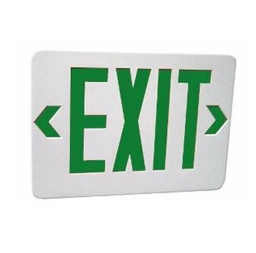 MORRIS 73016 Green Letters LED Emergency Exit Sign White Battery Backup