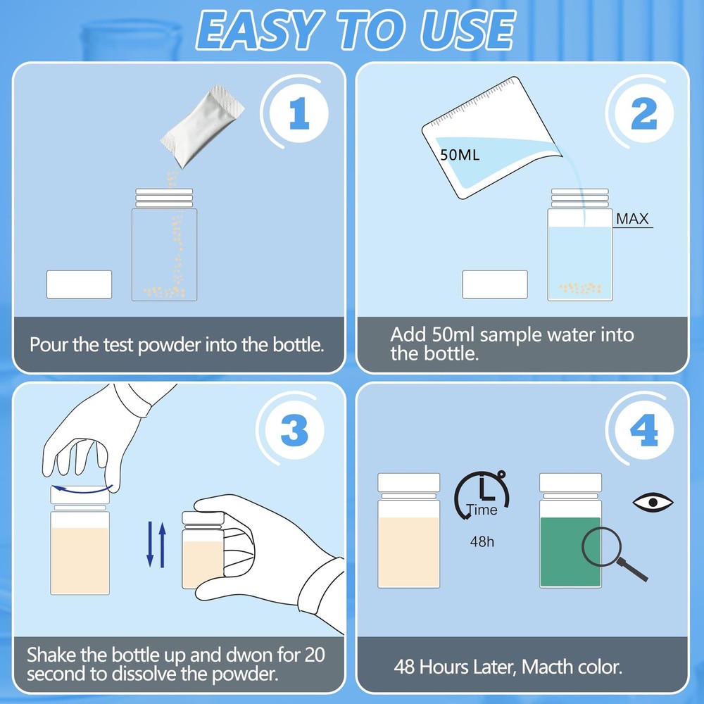 Coliform Bacteria Test Kit 12-Pack Easy at-Home Well Tap, Pool, Spring, Pond
