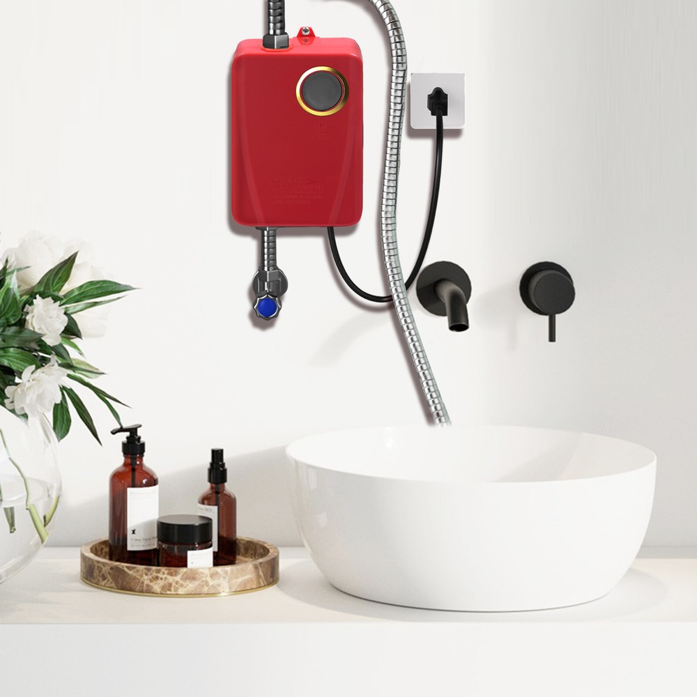 Electric Tankless Water Heater Portable Instant Hot Shower Kitchen Heater 3000W
