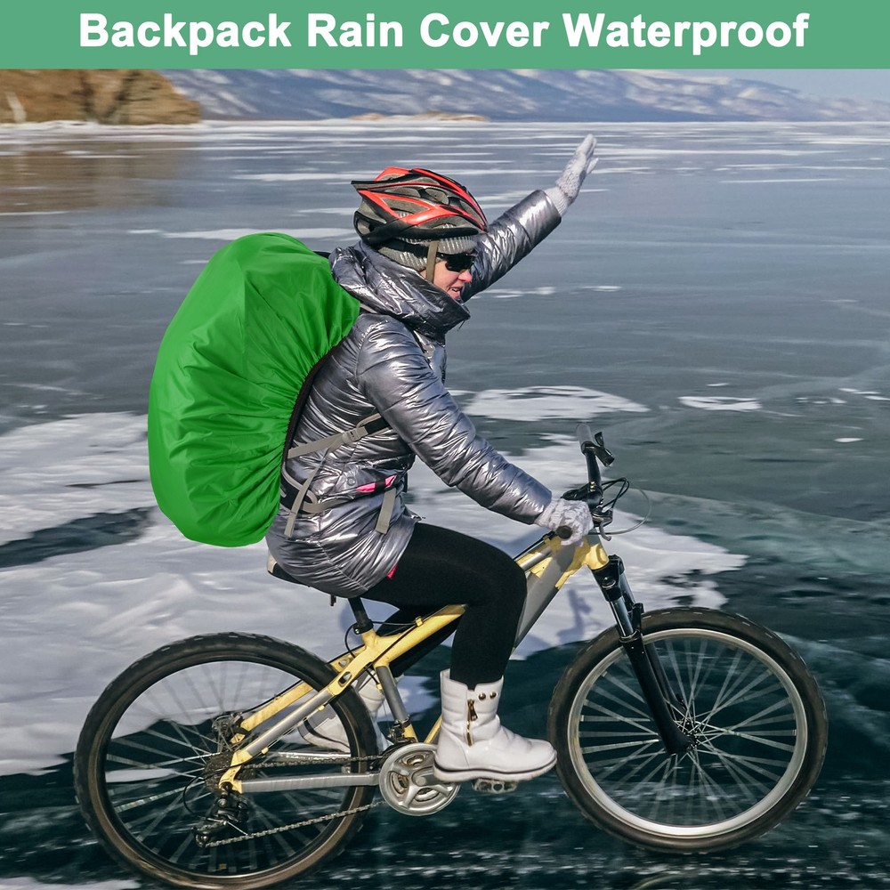 55L-65L Backpack Rain Cover with A Vertical Reflective Strap [Emerald Green]