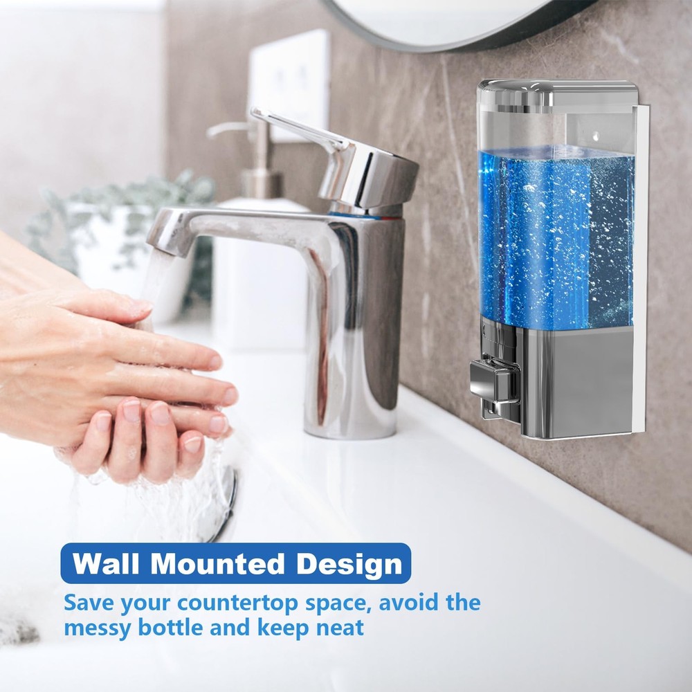 Wall Mounted Soap Dispenser - Manual Kitchen Bathroom Hand Soap Dispenser wit...