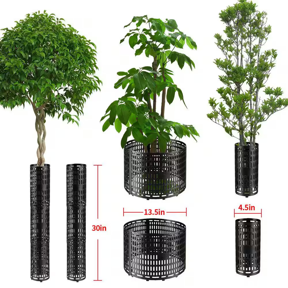 15 In. Black Plastic Tree Guard Tree Protector Expandable Ventilated Plant Suppo