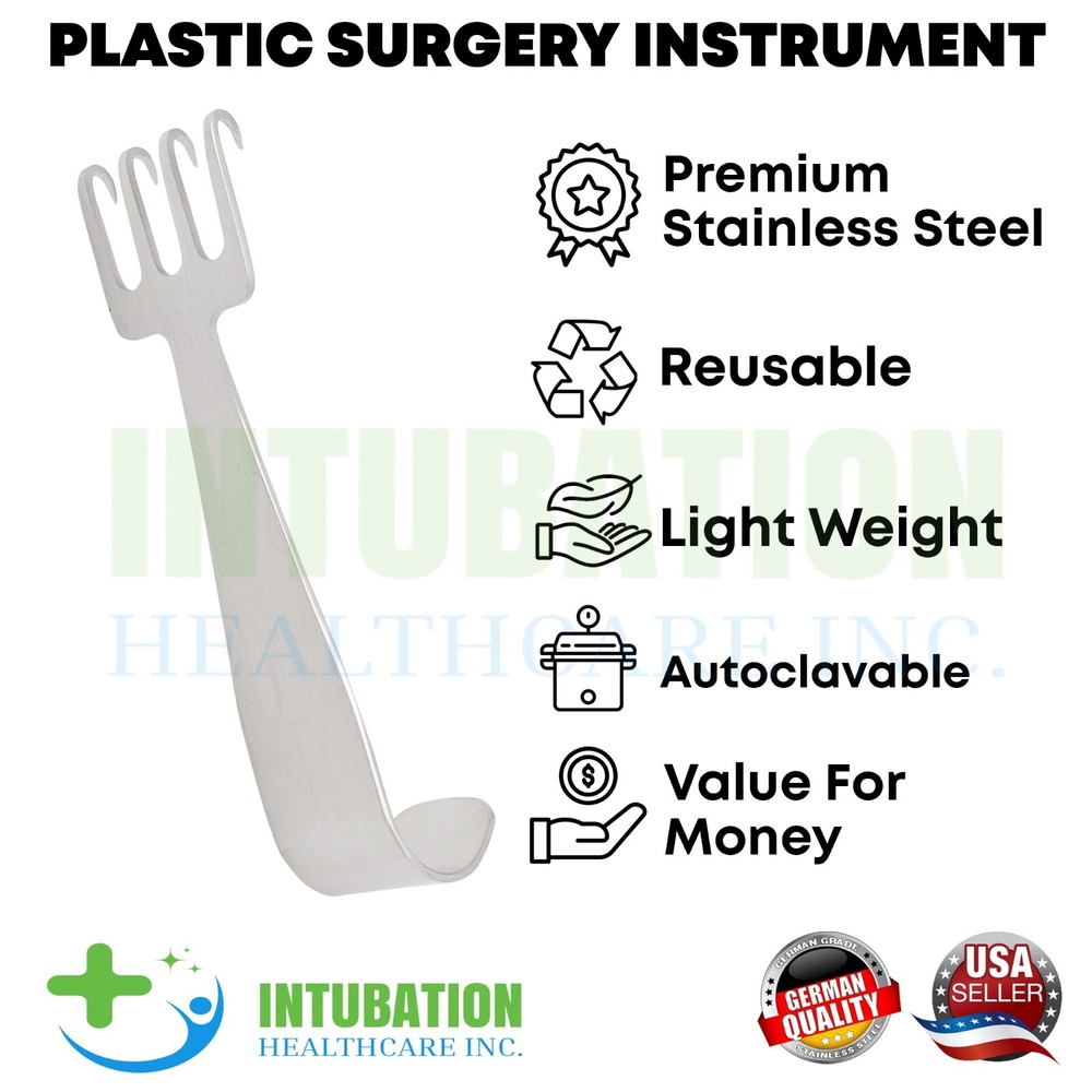 MAXWELL Flap Retractors 4 Sharp Prongs 10cm Breast Plastic Surgery Instruments