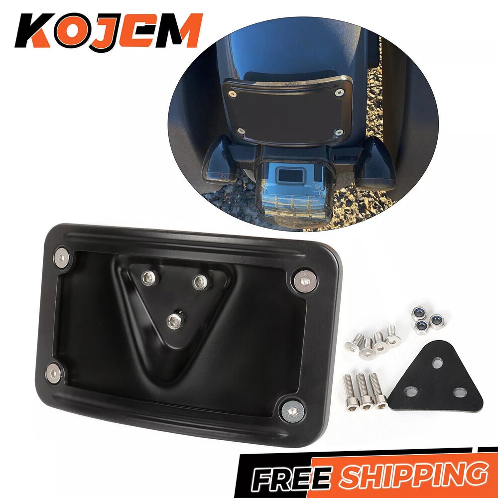Black Curved Laydown License Plate Mount Bracket For Harley Dyna Super Glide