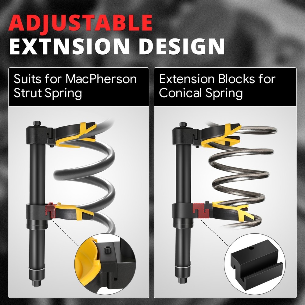 Interchangeable Macpherson Fork Strut Coil Spring Compressor Extractor Tool Set