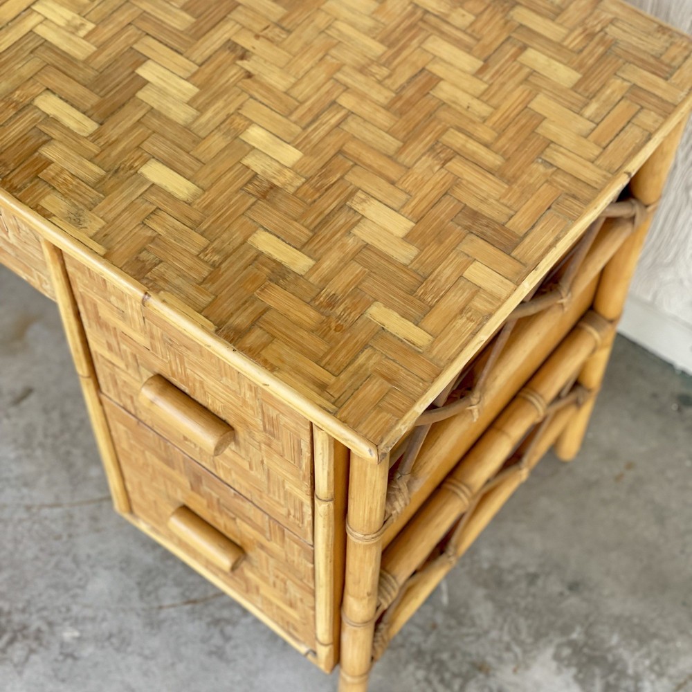 1970s Rattan Coastal Desk