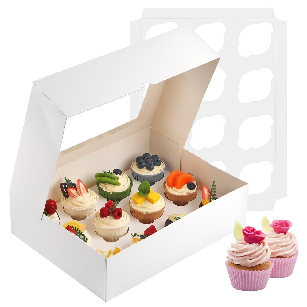 Cupcake Containers With Inserts, 2 Pack  Grade, White