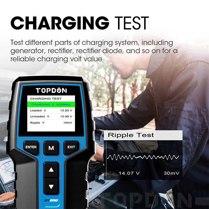 TOPDON BT200 12V 24V Car Battery Load Tester Charging System Analyzer 2000CCA