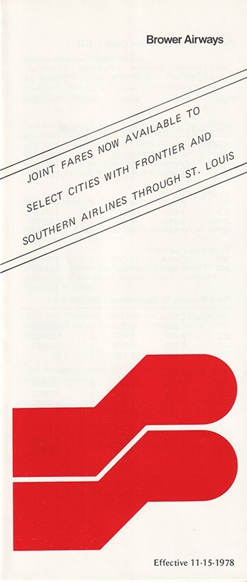Brower Airways timetable 1978/11/15