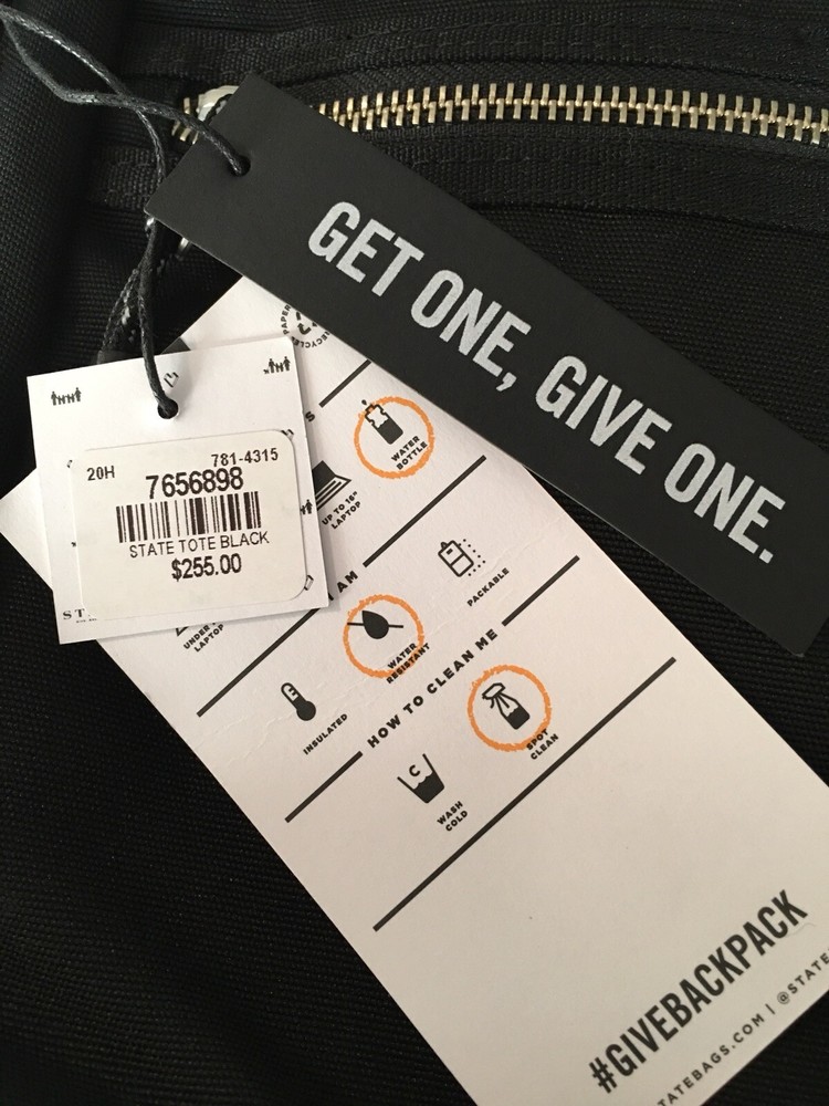 STATE #GIVEBACKPACK Tote In Black NWT