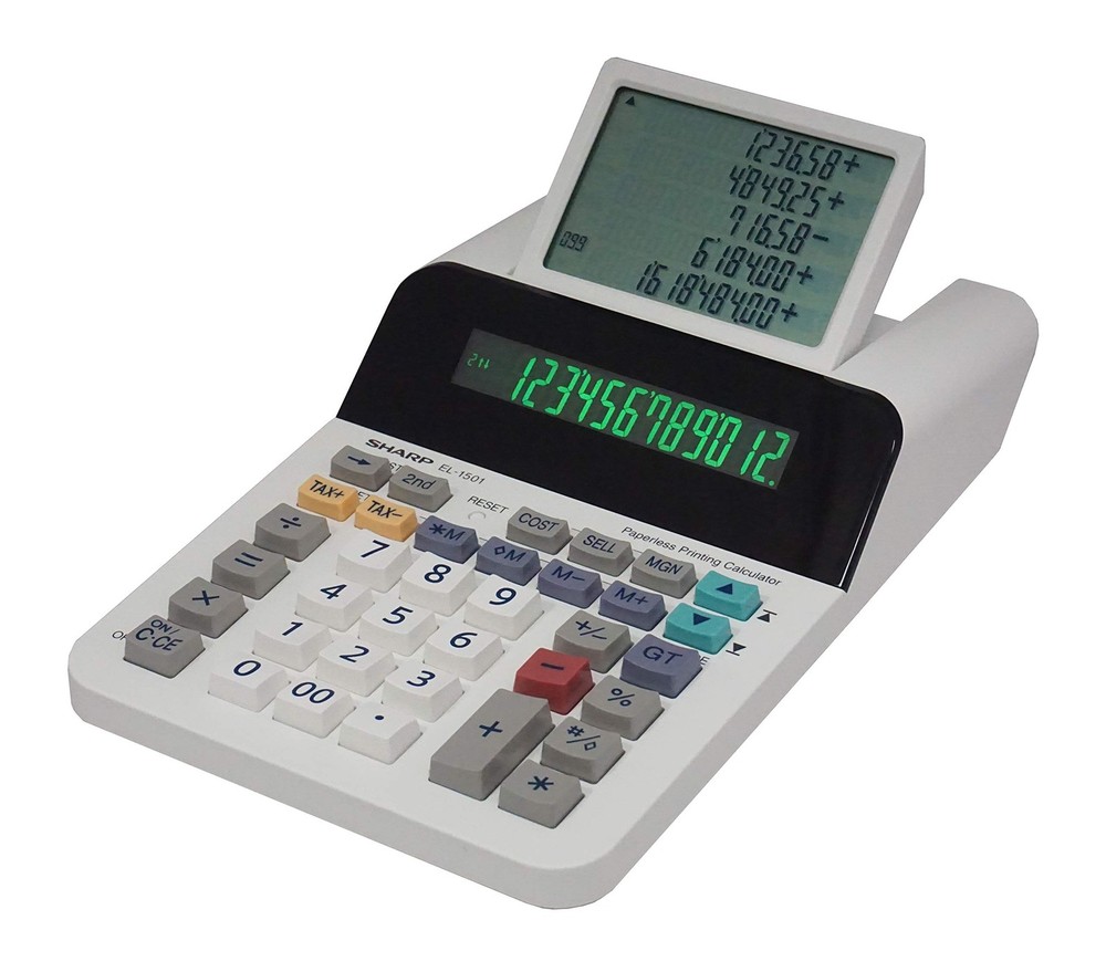 El-1501 Compact Cordless Paperless Large 12-Digit Display Desktop Printing Ca...