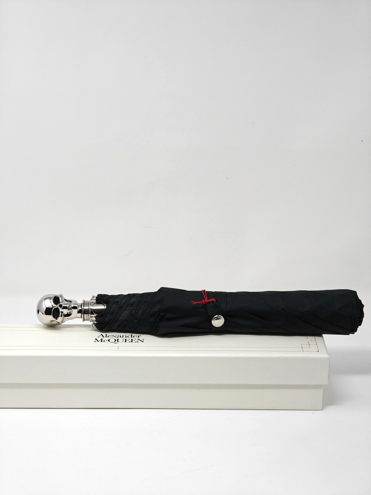 Alexander McQueen Umbrella Skull Silver Black Automatic Button 10500