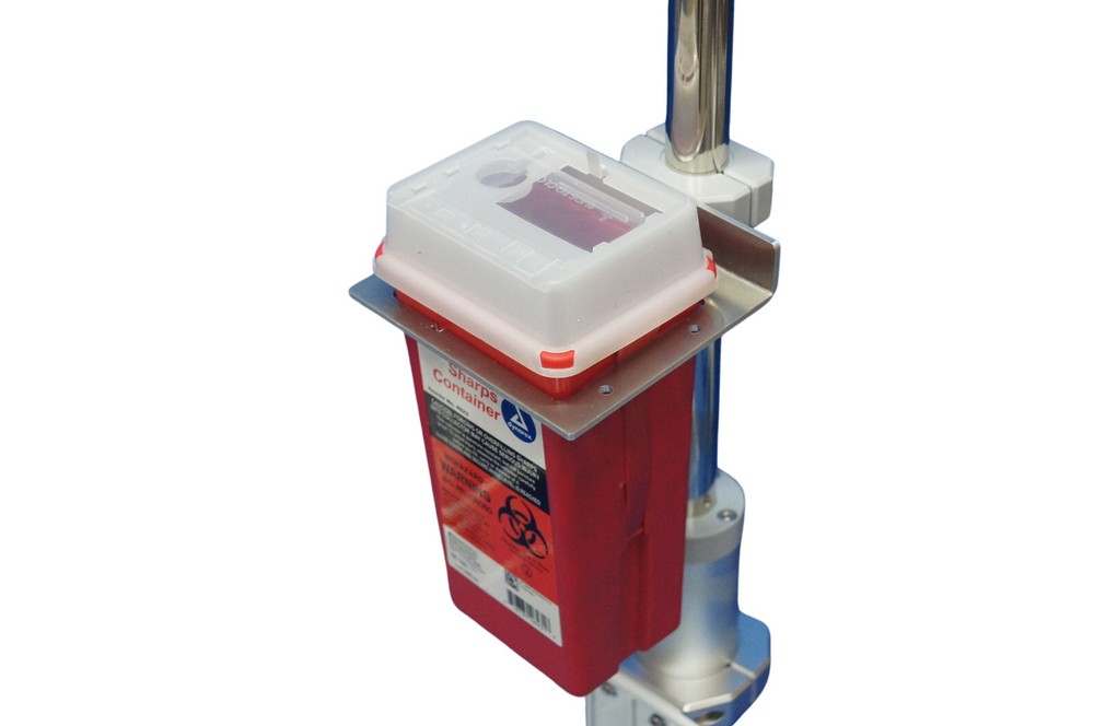 Pole Mount for 2 quart sharp container holder with 1" , 1.5" OR 2 " dia. OPTION