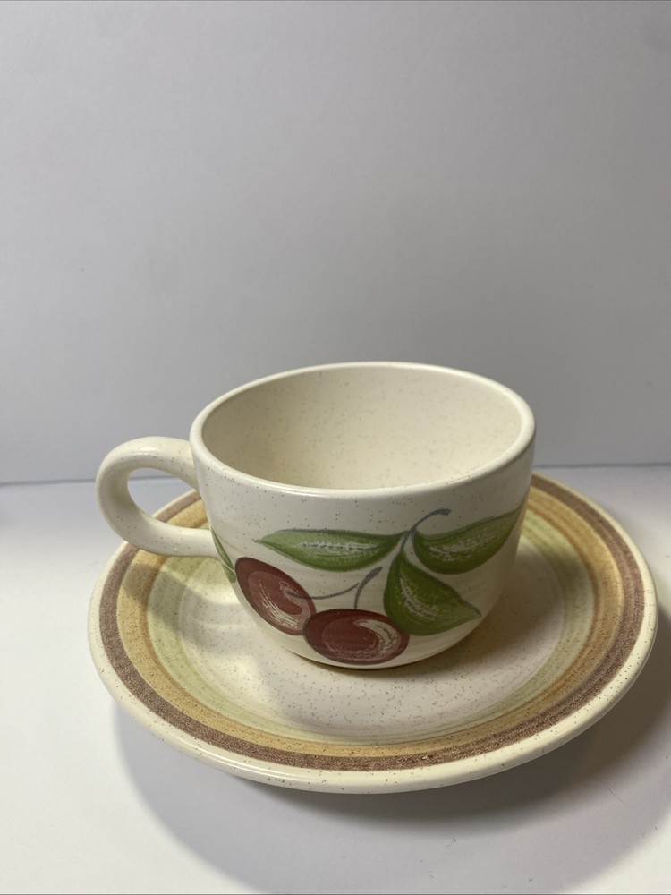 Franciscan earthenware fruit cherry cup saucer set multi colors