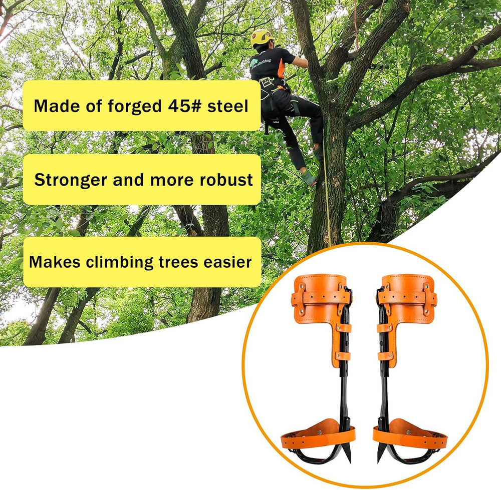 Adjustable Tree Climbing Gear Set with Spikes for Logging & Fruit Picking