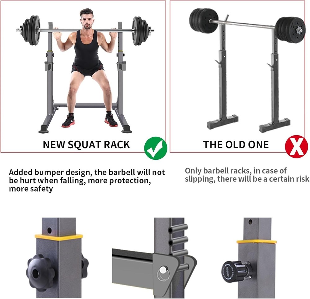 Adjustable Squat Rack – Multi-Function Barbell Rack for Home Gym & Weightlifting