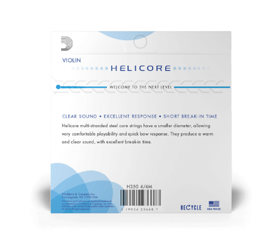 D'Addario Helicore Octave Violin String Set, 4/4 Scale, Medium Tension Strings