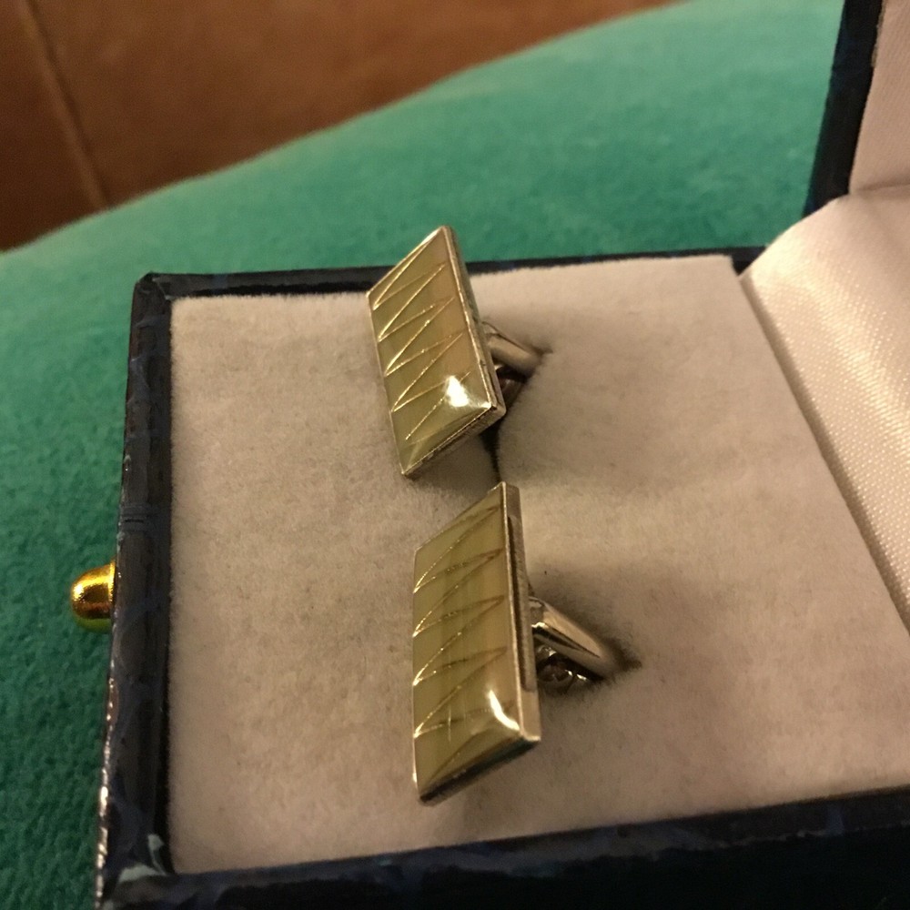 Beautiful Small Cufflinks Enamel & Silver Tone