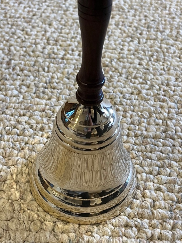 Solid Brass Wood Handle Bell 8.5" H 4" bell size
