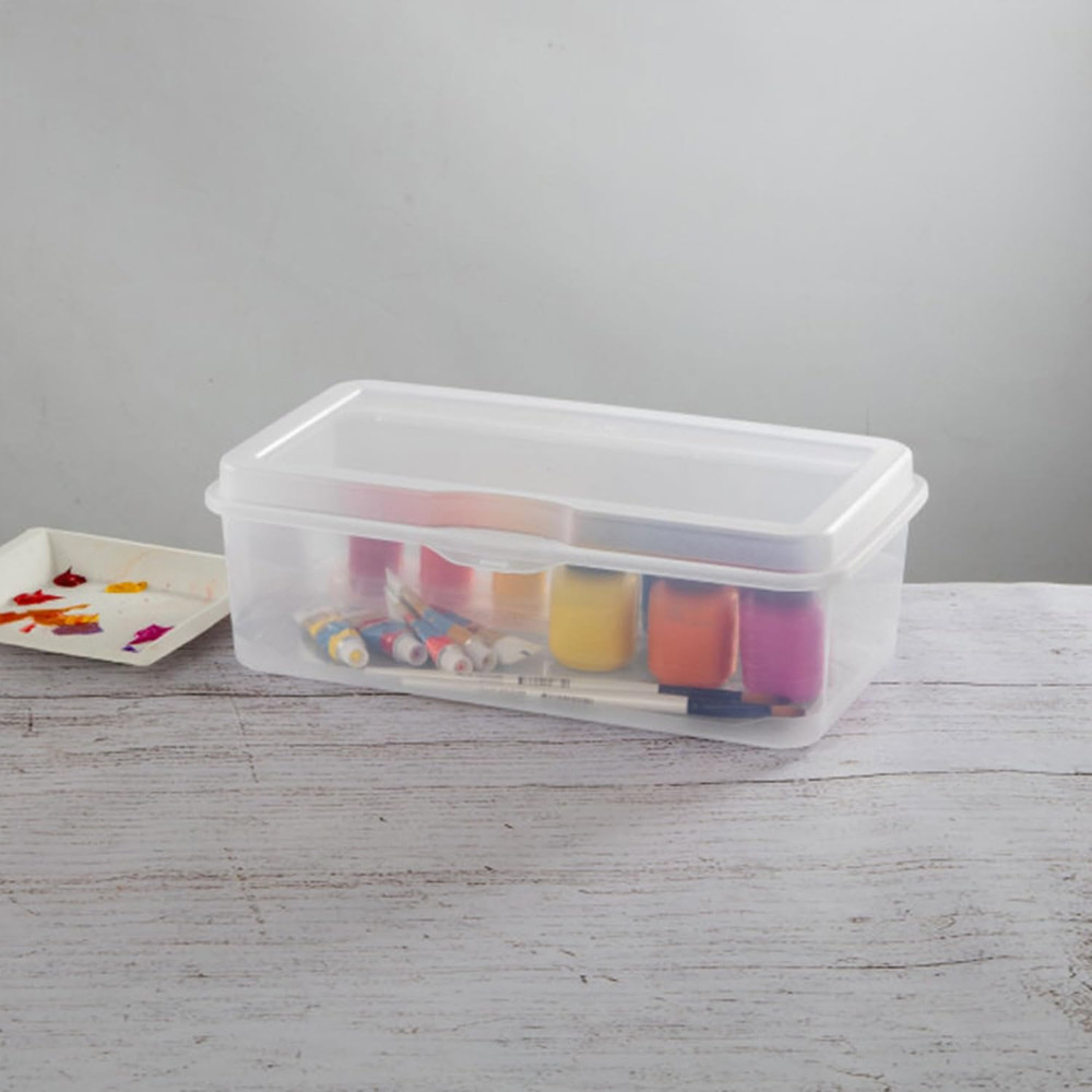 Clear Stackable Storage Bins with Hinging Lids - 12 Pack