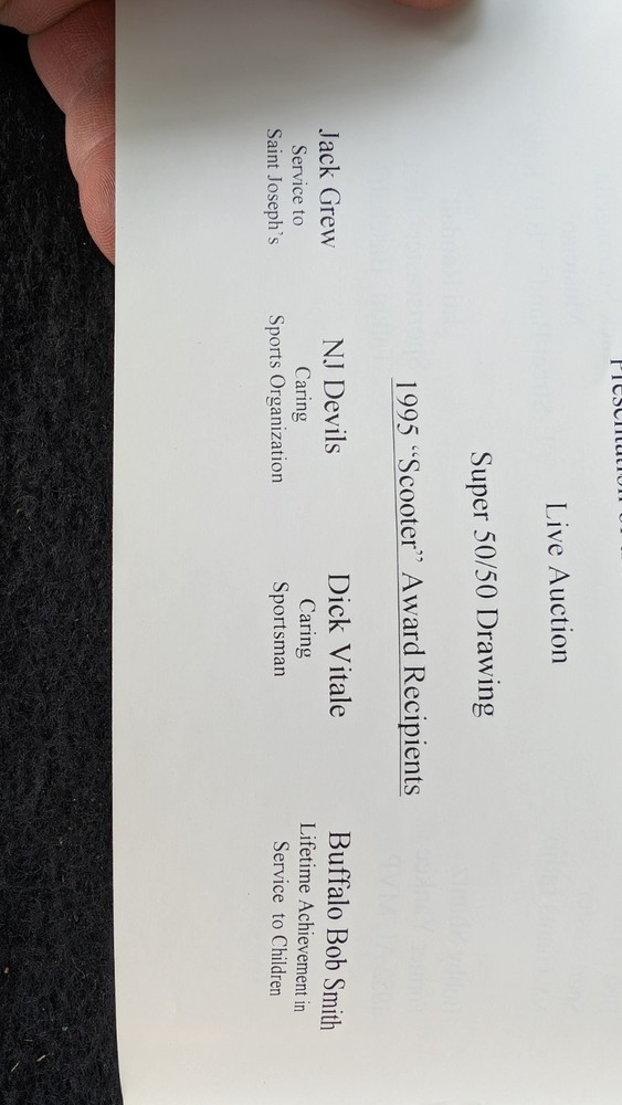 1995 Scooter Awards Program signed by Honorees Dick Vitale and Buffalo Bob