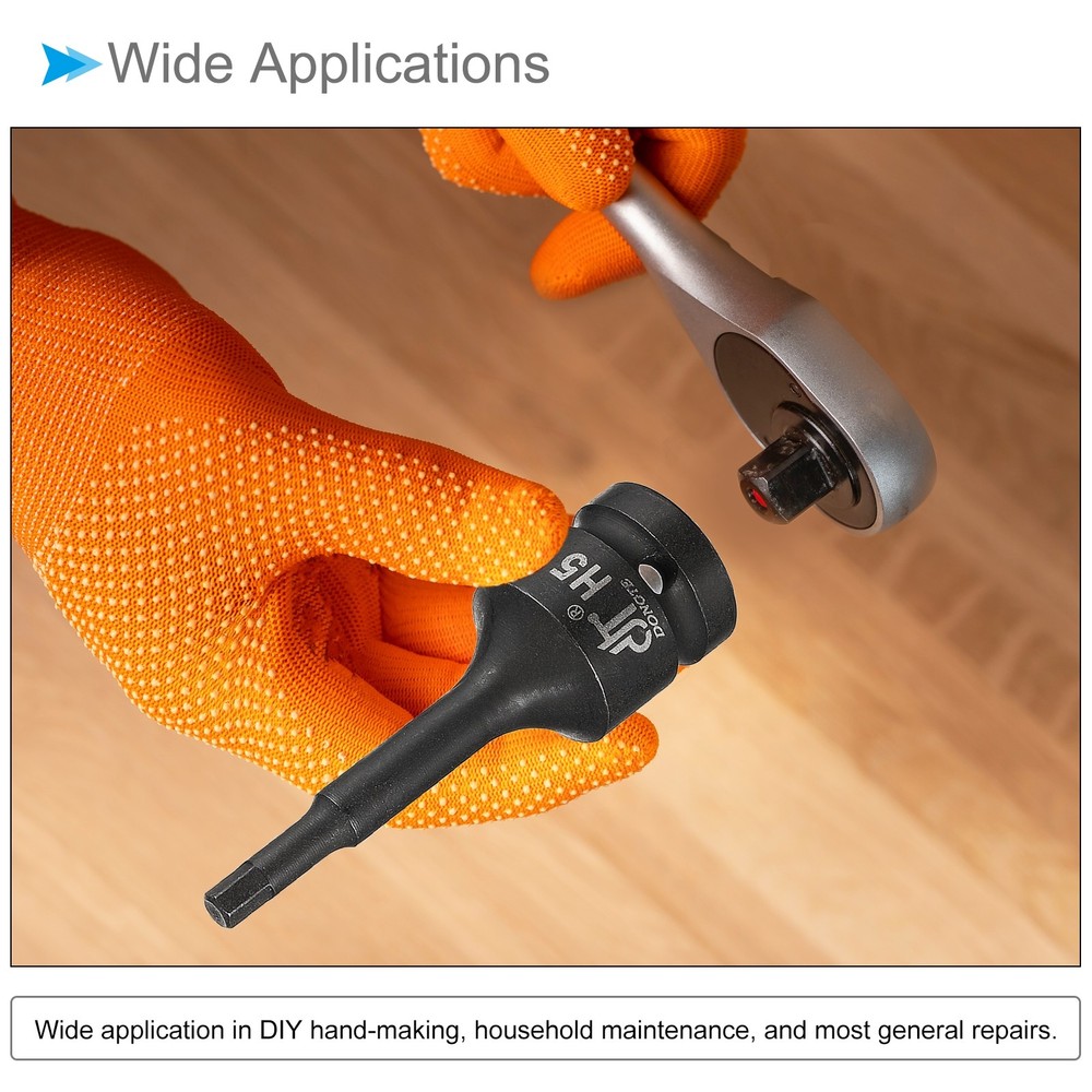 Impact Hex Bit Socket H7 Socket 1/2" Drive Cr-Mo Steel Impact Grade Socket