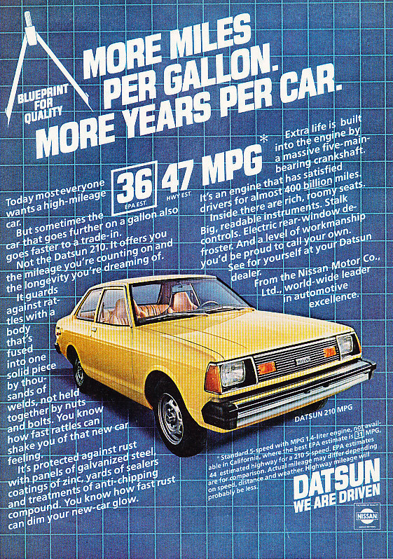 1981 Datsun 210 - 47 mpg - Classic Vintage Advertisement Ad PE101