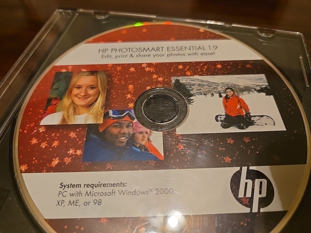 Hp Photosmart Essential 1.9 Software CD - Edit, Print, & Share With Ease! VG