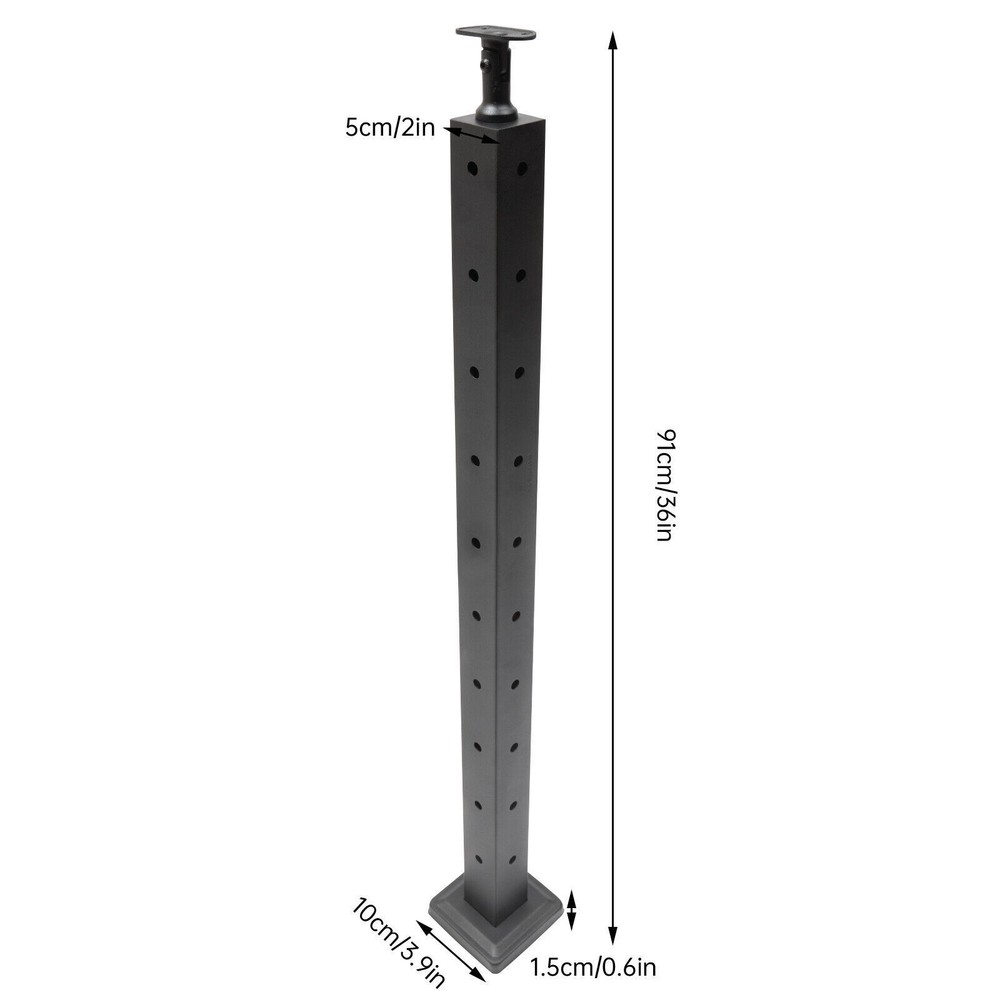 Cable Railing Post Deck Railing 36x2x2" Black Stainless Post w/ Pre-Drilled Hole