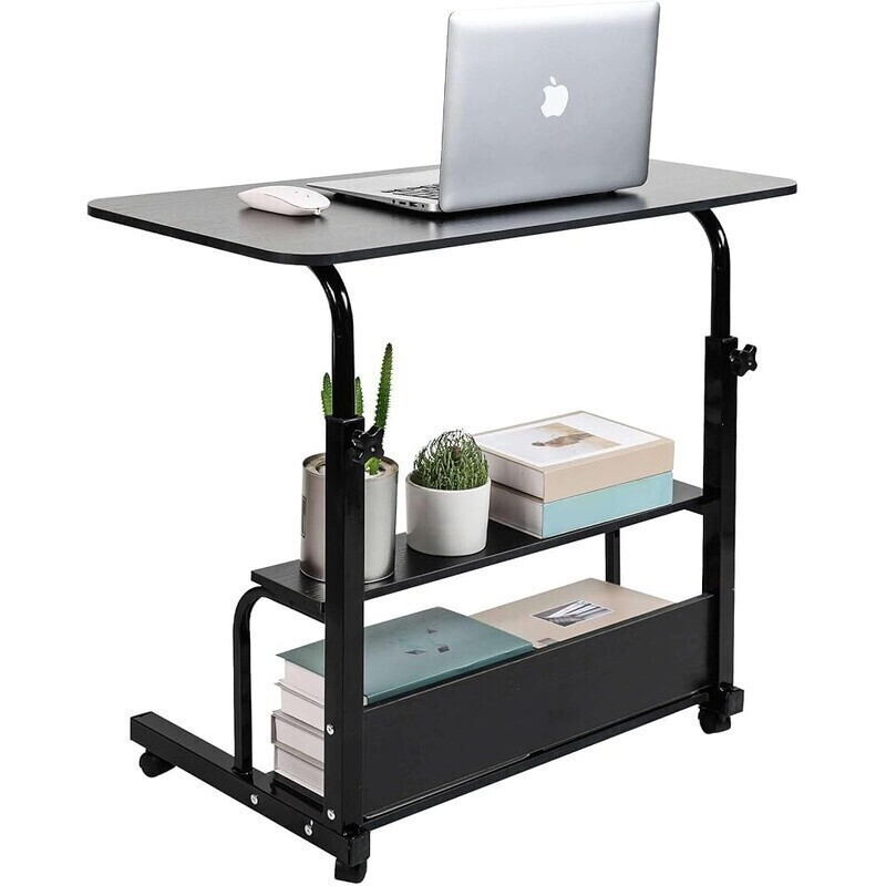 Adjustable Height Mobile Computer Desk Rolling Workstation W/ Wheels Home Office
