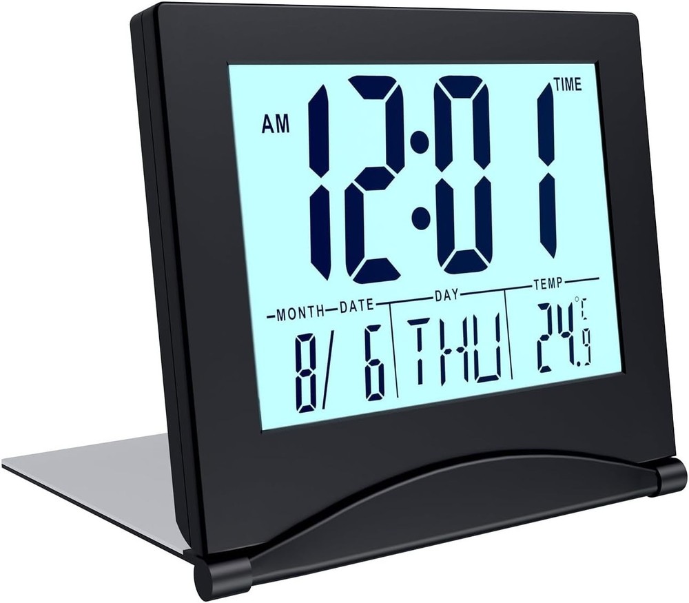 Elegant Foldable Digital Clock – Ideal for Travel, Backlight & Multiple Alarms