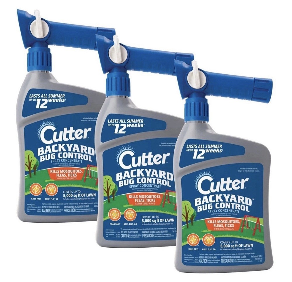 Cutter Backyard Bug Control Spray 3 Pack Kills Mosquitoes Fleas Ants 32.oz Orgin