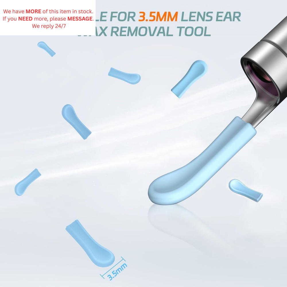 Ear Wax Removal Replacement Tips for Camera, 100 Pieces Light Blue