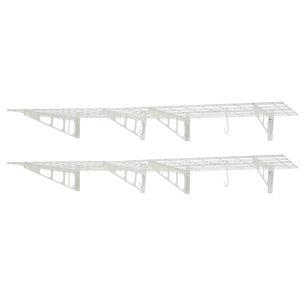 2 Packs Heavy Duty Garage Storage Rack Mesh Surface With 4 Hooks Wall Mounted US