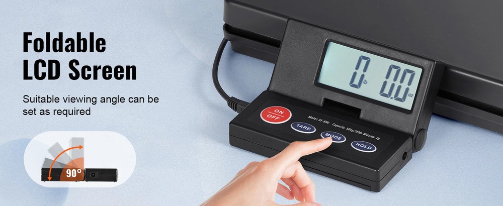 110lb Digital Shipping Scale Postal Package LCD Foldable Display AC/DC