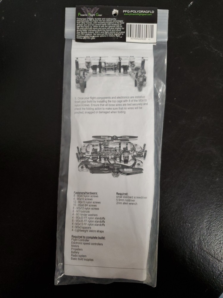 Phoenix Flight Gear Polycarbonate Dragonfly 252mm Folding Mini-H FPV LED Frame