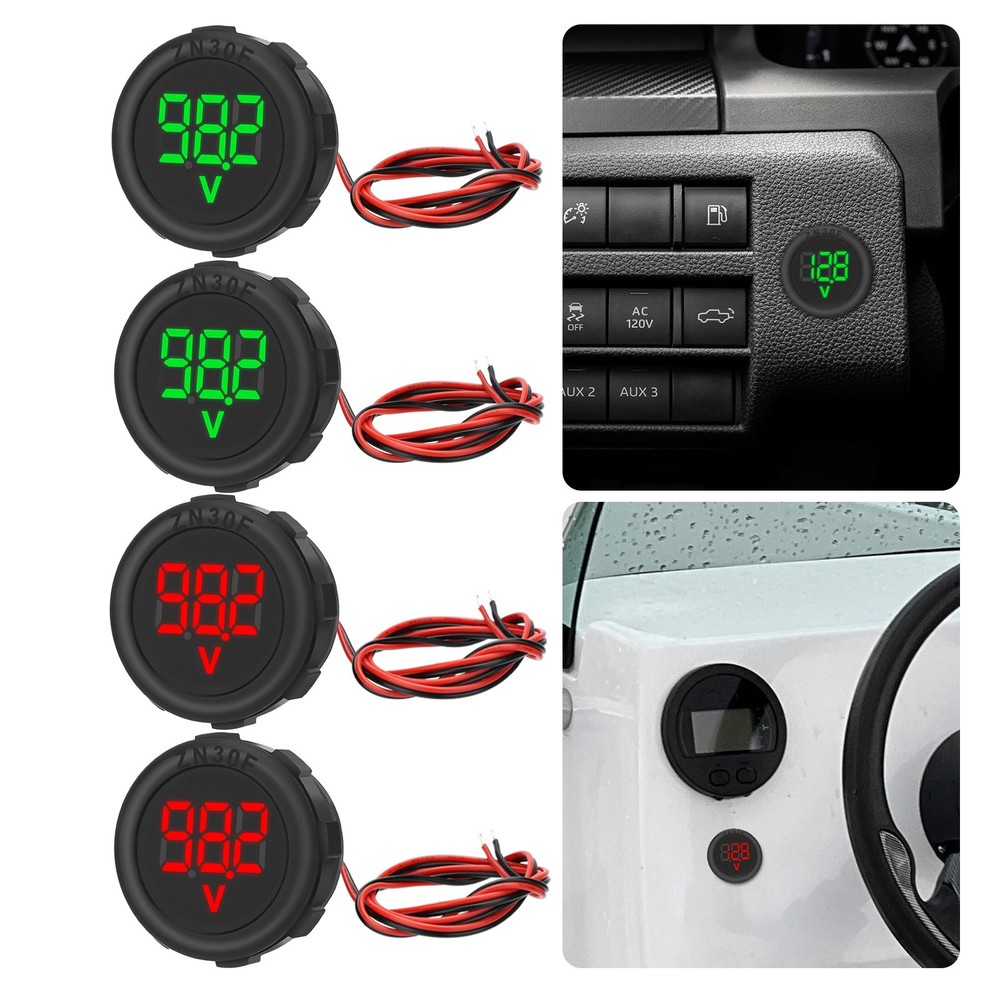 2PCS DC 4V-100V LED Digital Display Voltage Car Motorcycle Voltmeter Gauge Panel