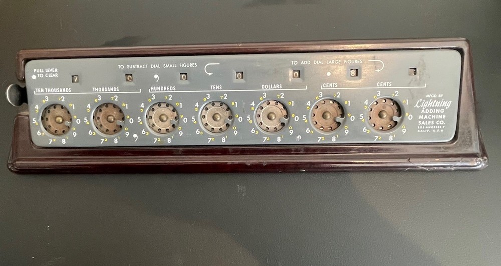 Vintage mechanical calculator from LIGHTNING ADDING MACHINE SALES CO.