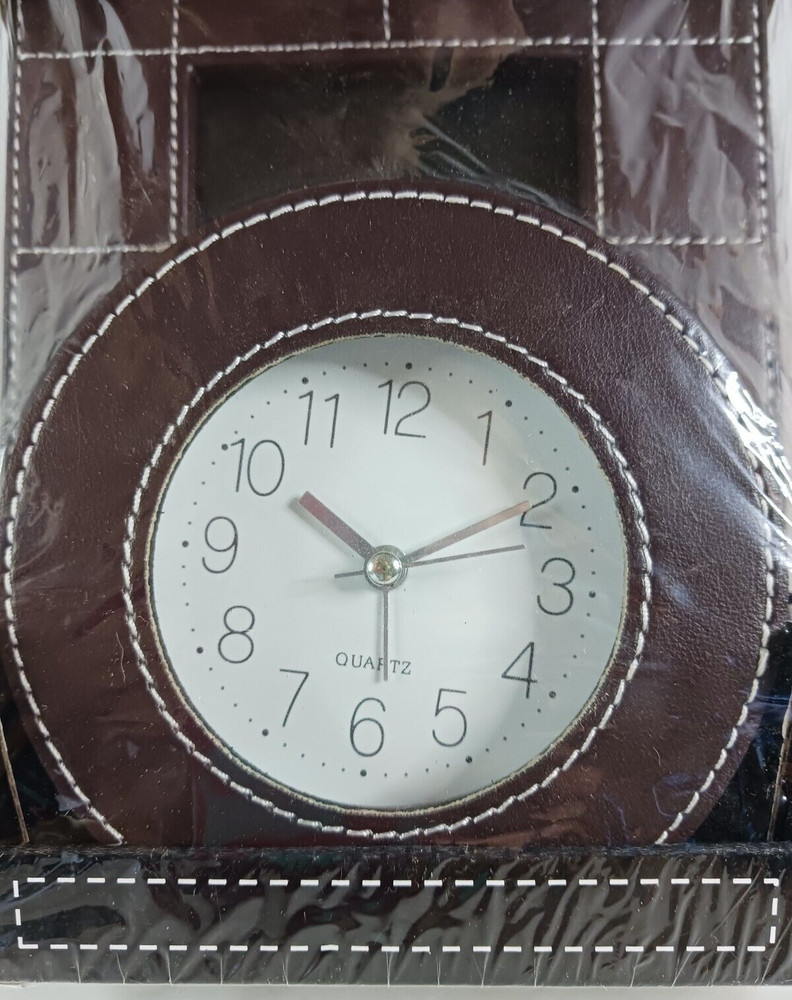 PVC P.U. Leather Covered Clock & Frame Set New