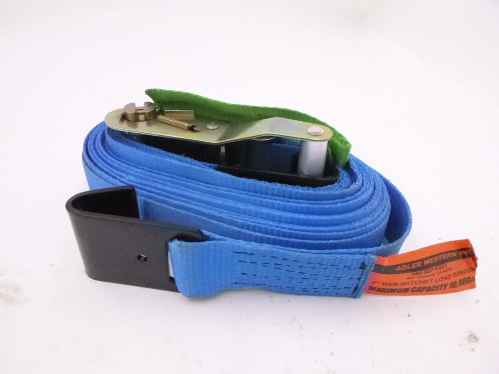 2" x 30' Adler Western Ratchet Strap w/Flat Hook Blue 10,000Lbs