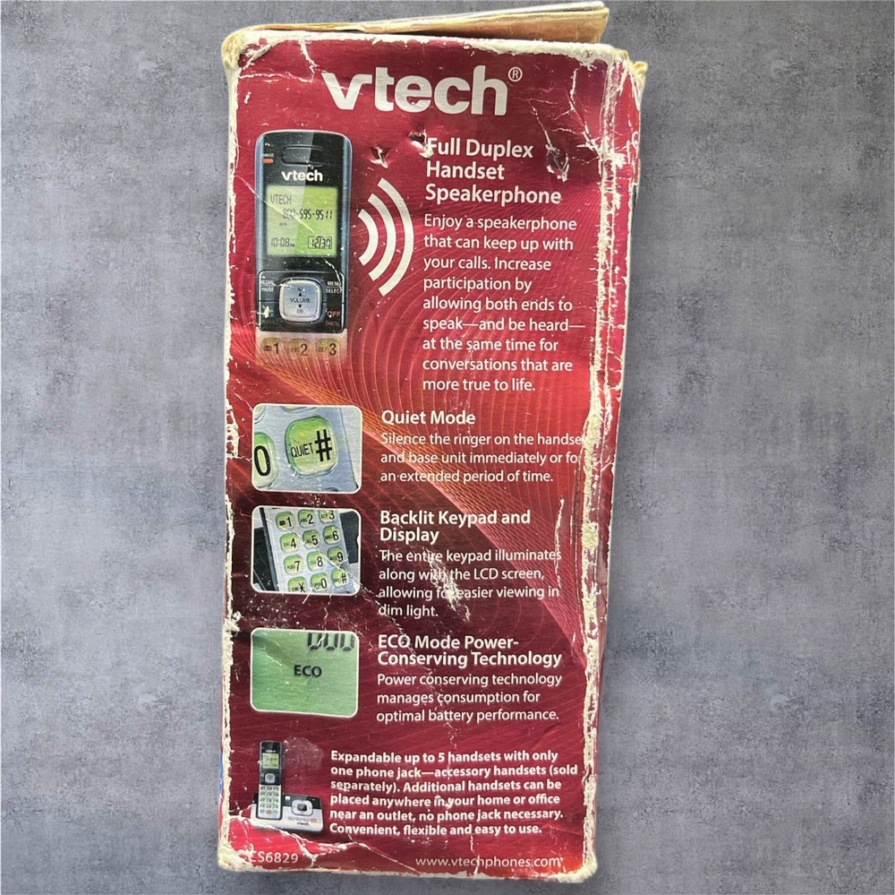 VTech CS6829 Cordless Phone w/ Base & Answering System – Powers On, Untested