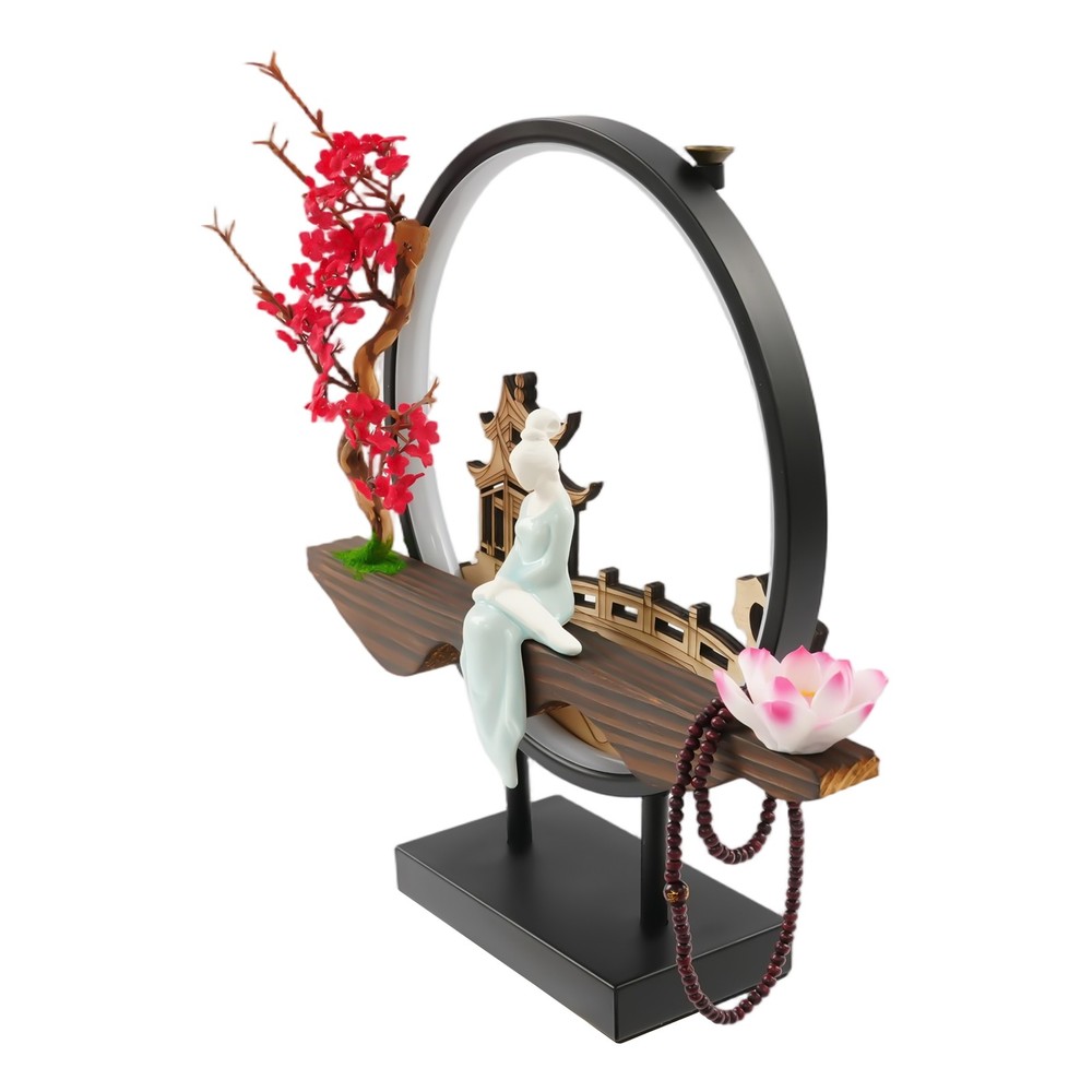 Backflow Incense Holder with LED Light, Ceramic Backflow Incense Burner Perfect