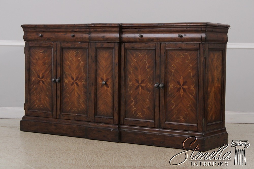 72635: Continental Style Inlaid Front Distressed Sideboard Console