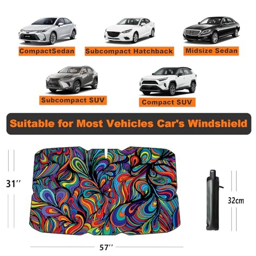 Windshield Sun Shade Umbrella for Car Foldable Umbrella Front Window Abstract